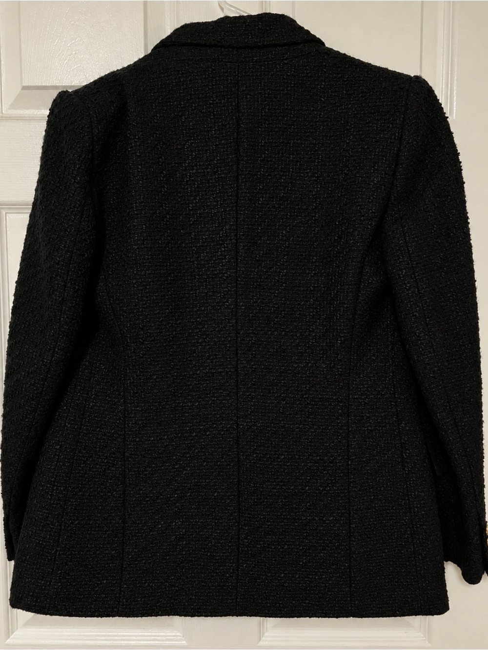 Zara Black Bouclé Double-Breasted Blazer with Gold Buttons - Picture 3 of 12